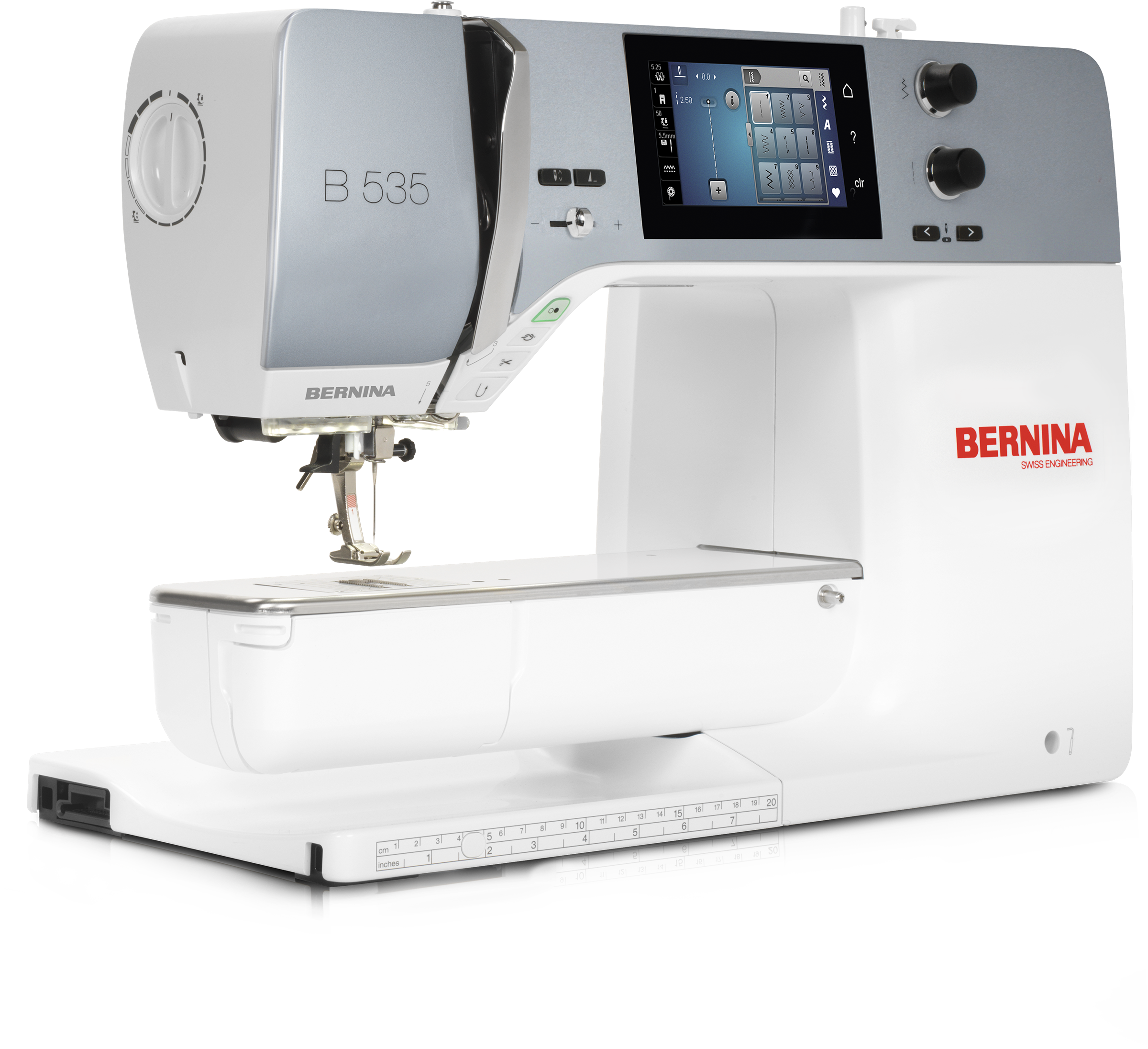 angled image of the BERNINA 535E Sewing and Embroidery Machine