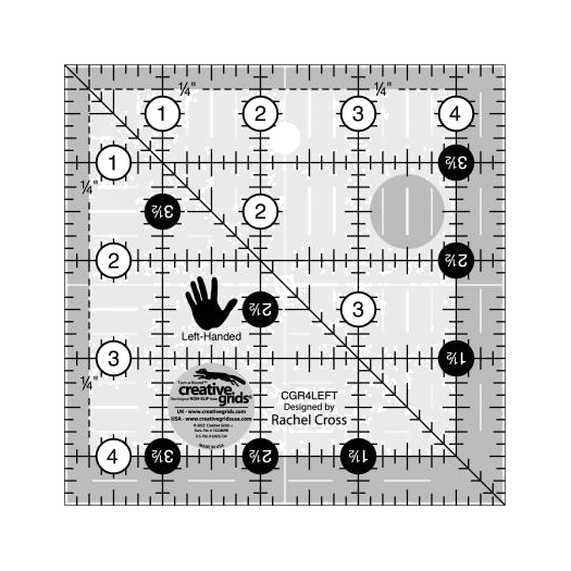 Creative Grids Left-Handed 4.5" Square Quilt Ruler CGR4LEFT for Sale at World Weidner