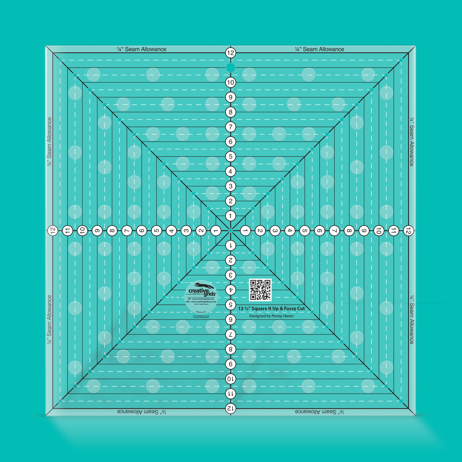 Creative Grids 12.5" Square It Up or Fussy Cut Square Ruler CGRSQ12 for Sale at World Weidner