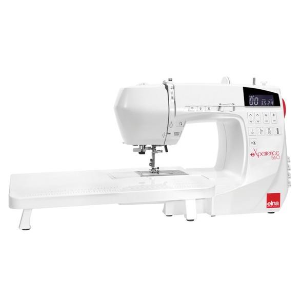 angled image of the elna eXperience 560 Sewing Machine with table