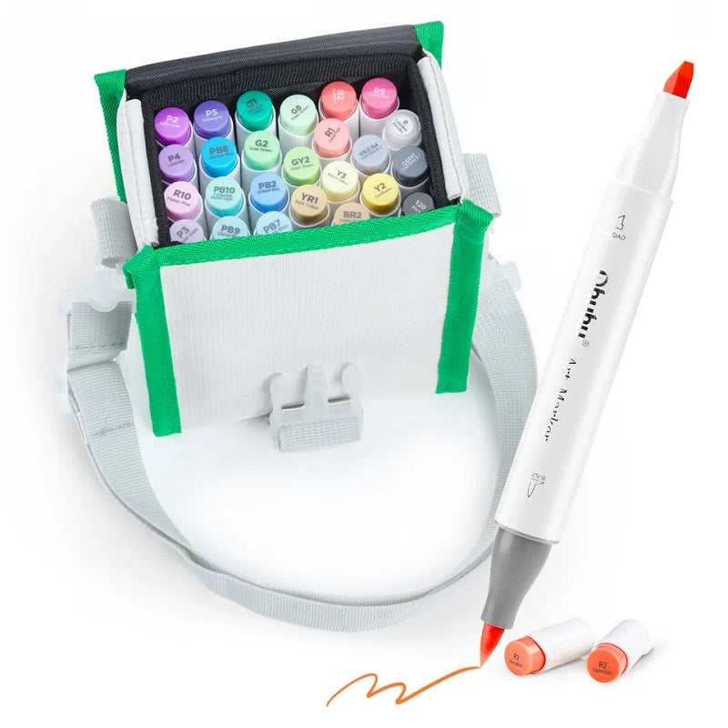 Ohuhu Honolulu 24ct Basic Brush/Chisel Dual Tip Alcohol Markers