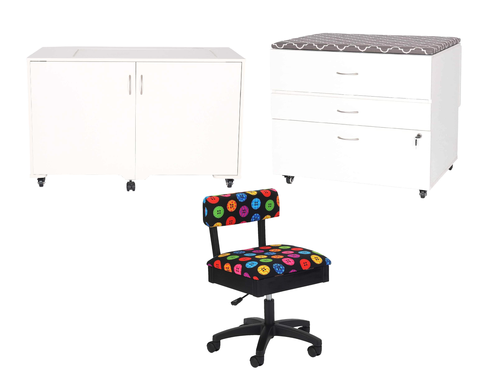 Arrow Sewing MOD XL Hydraulic Cabinet + MOD Embroidery Arm Cabinet Sewing Furniture Bundle