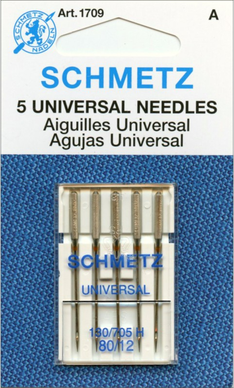 Schmetz 5pk Size 80/12 Universal Sewing Machine Needles 1709 130/705H 15x1