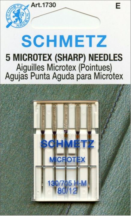 Schmetz 5pk Size 80/12 Microtex (Sharp) Sewing Machine Needles 1730 130/705H-M 15x1
