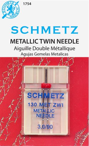 Schmetz Size 3.0/90 Twin Metallic Sewing Machine Needles 1754 130 MET 15x1