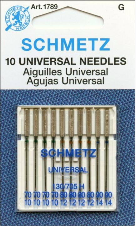 Schmetz 10pk Assorted Universal Sewing Machine Needles 1789 130/705H 15x1