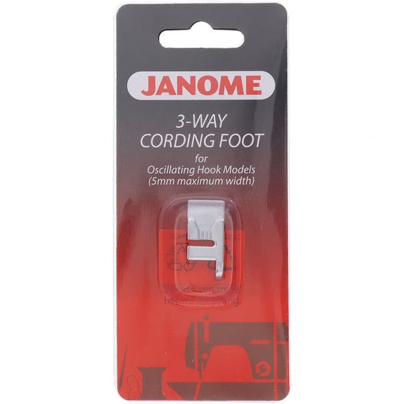 Janome 3 Way Cording Foot for Oscillating Hook Models (5mm Maximum Width) 200126009 for Sale at World Weidner