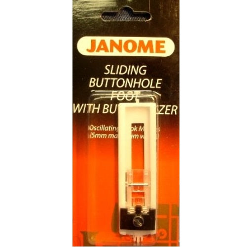 Janome Sliding Buttonhole Foot with Button Sizer for Oscillating Hook Models 200134000 for Sale at World Weidner