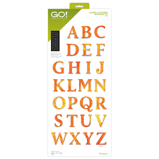 AccuQuilt GO! Classic 2" Alphabet Uppercase Set Die view of packaging and letters
