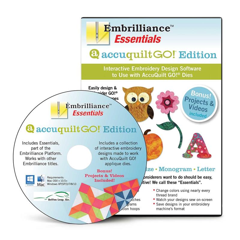 Embrilliance Essentials Embroidery Software AccuQuilt GO! Edition