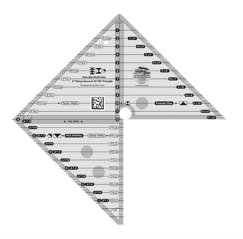 Creative Grids Multi-Size 6" Flying Geese & 45/90° Triangle Ruler CGRMSFG4590 for Sale at World Weidner