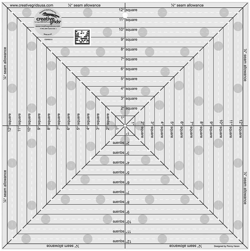 Creative Grids 12 1/2" Square It Up or Fussy Cut Square Ruler