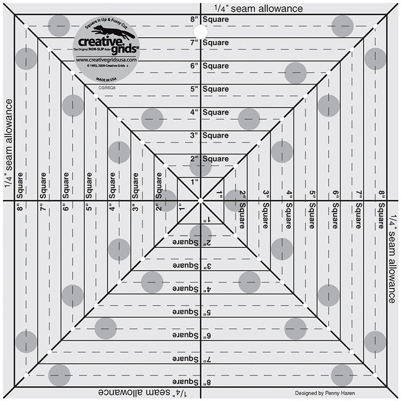 Creative Grids 8.5" Square It Up or Fussy Cut Square Ruler CGRSQ8