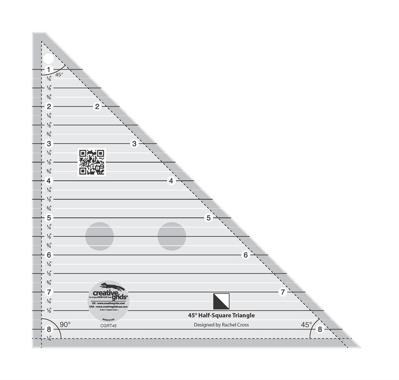 Creative Grids 45 Degree Half-Square 8.5" Triangle Ruler CGRT45 for Sale at World Weidner