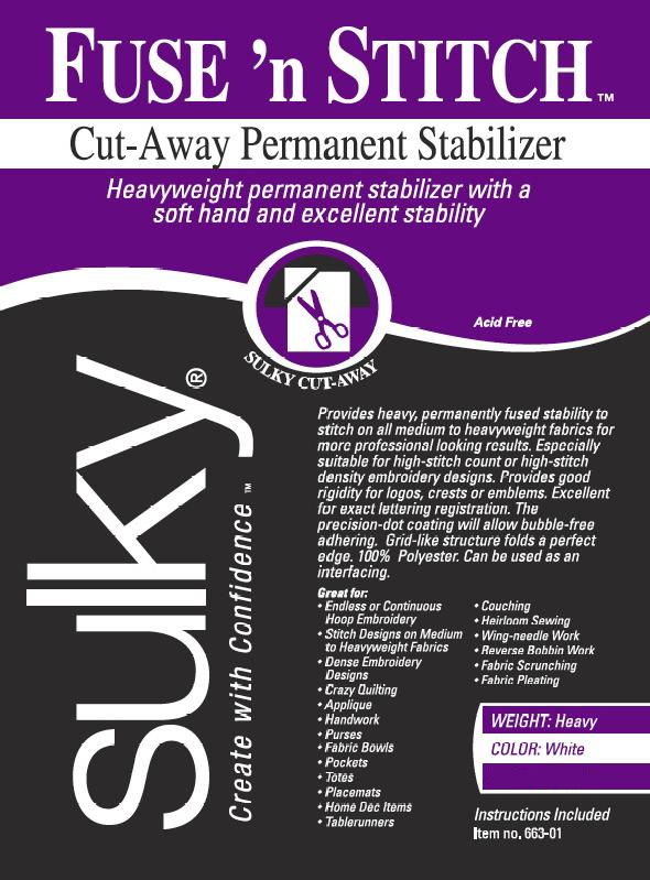 Sulky Fuse 'n Stitch Permanent Heavyweight Iron-on Stabilizer 20" x 5yd Roll