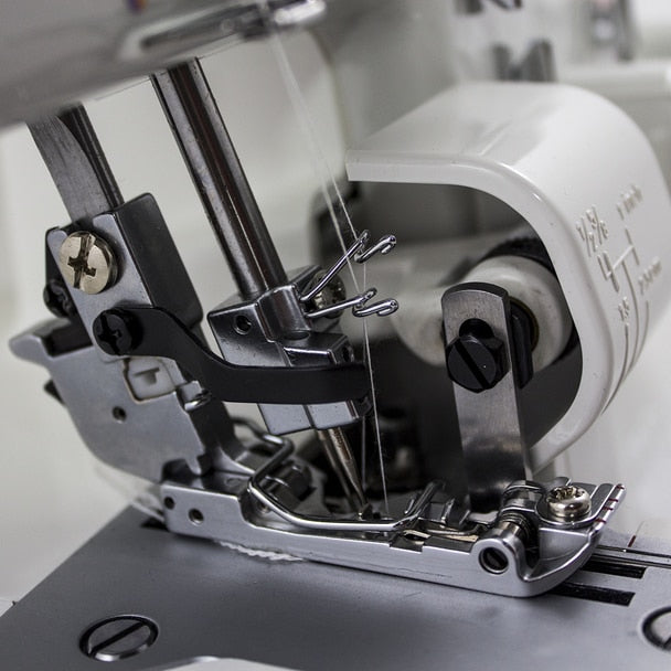 JUKI MO-655 2/3/4 Thread Overlock Serger Sewing Machine close up view of needle
