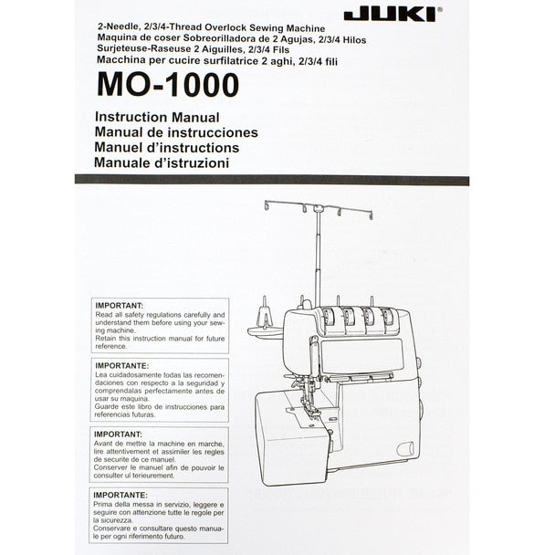 JUKI MO-1000 2/3/4 Air Threading Overlock Serger Sewing Machine view of instructional manual for the machine