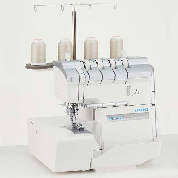 Juki MO-2800 Overlock Serger view of the front of the machine from the side