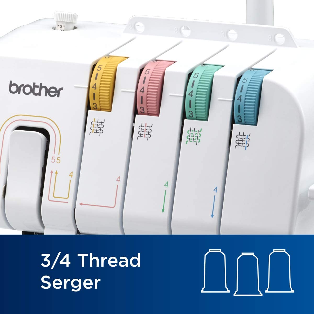 close up image of the Brother R1034DX Serger Machine stitch selector