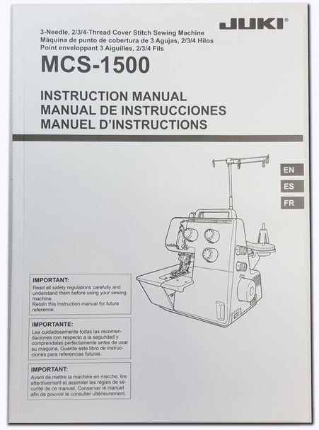 JUKI MCS-1500 Cover Stitch and Chain Stitch Sewing Machine view of instructional pamphlet