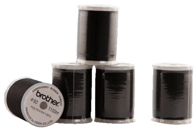 Brother SAEBT999 Black Embroidery Bobbin Thread - 1100 yards/60 Weight 5 Spools