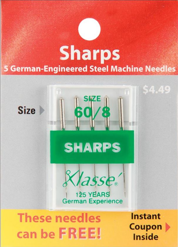 Klasse Size 60/8 Sharps Sewing Machine Needles