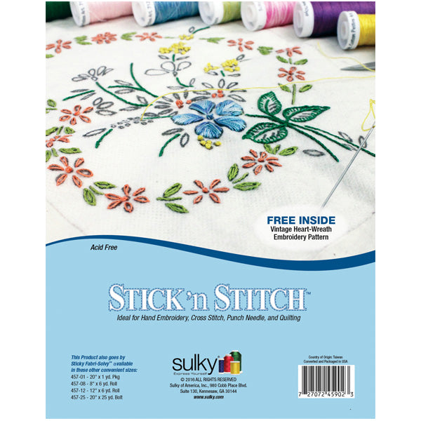 Sulky Stick n Stitch Printable Embroidery Sticky Stabilizer 8.5'' x 11'' Sheets