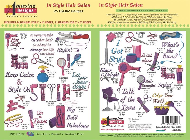 Amazing Designs ADC265 In Style Hair Salon Embroidery Designs