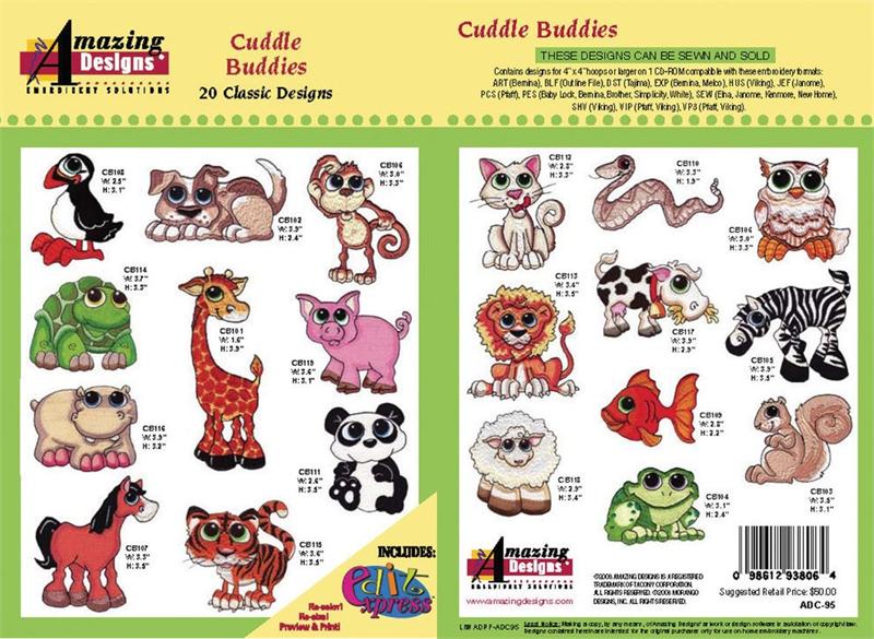 Amazing Designs ADC 95 Cuddle Buddies Embroidery Designs Collection 