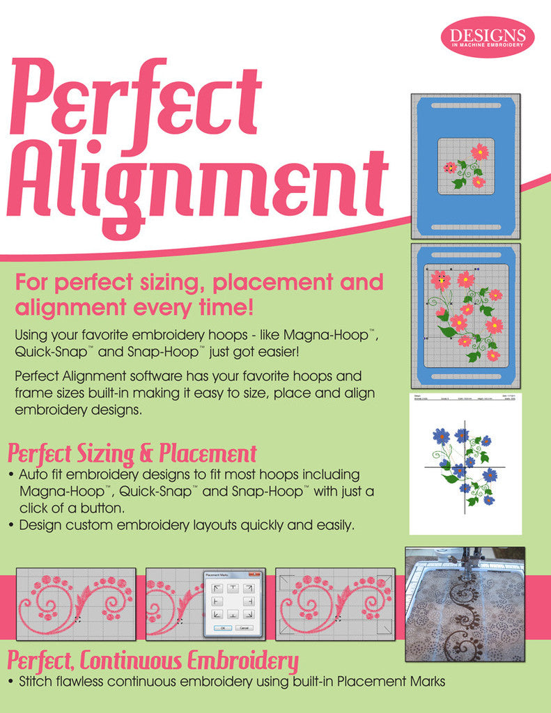 Designs In Machine Embroidery,DIME, Perfect Alignment Software