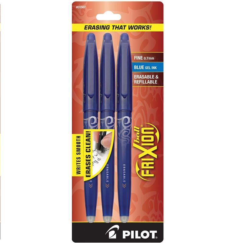 Pilot FriXion FX7C3BLU Blue Fine Point Erasable Gel Pen (3 Pack)