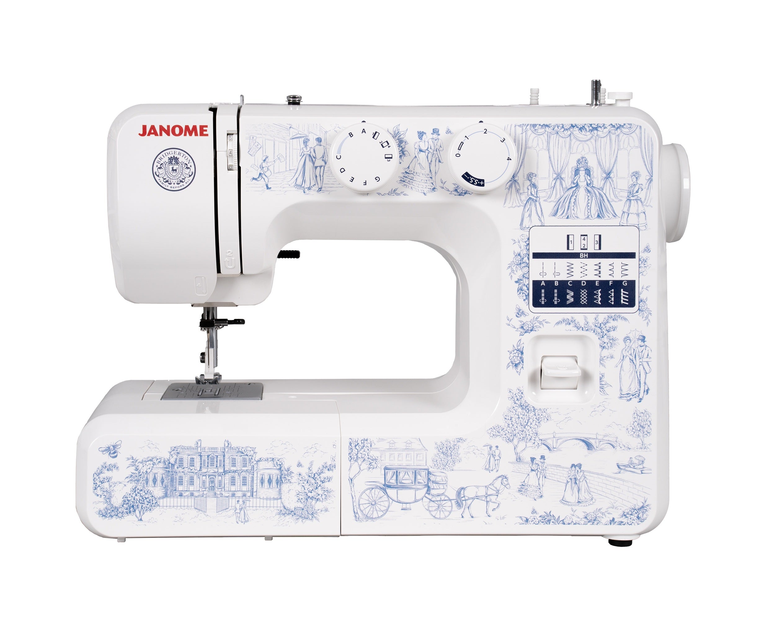 Janome Toile Romance Easy-to-Use 15-Stitch Sewing Machine Officially Licensed Bridgerton Collection