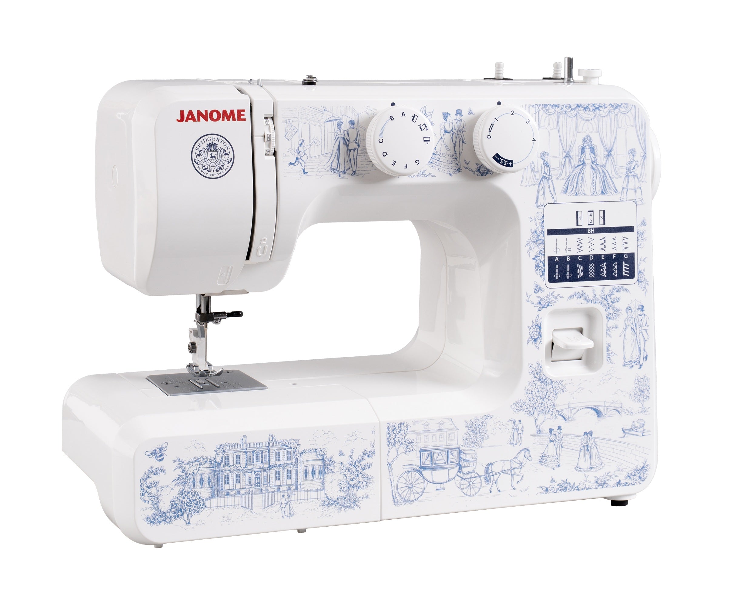 Janome Toile Romance Easy-to-Use 15-Stitch Sewing Machine Officially Licensed Bridgerton Collection