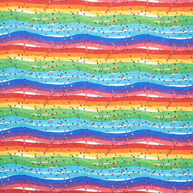 Fabric A.E. Nathan Multi Rainbow Waves with Dots Comfy Flannel Prints by the Quarter Yard 0685-11