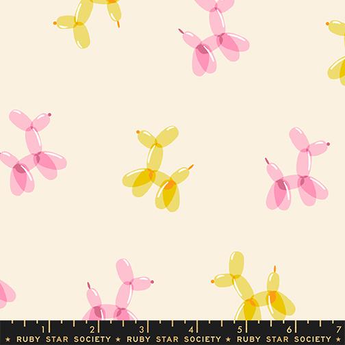 Fabric Ruby Star Society Natural Balloon Doggie Float by the Quarter Yard RS1147-11