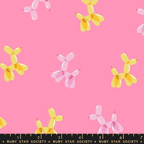 Fabric Ruby Star Society Lucky Pink Balloon Doggie Float by the Quarter Yard RS1147-13