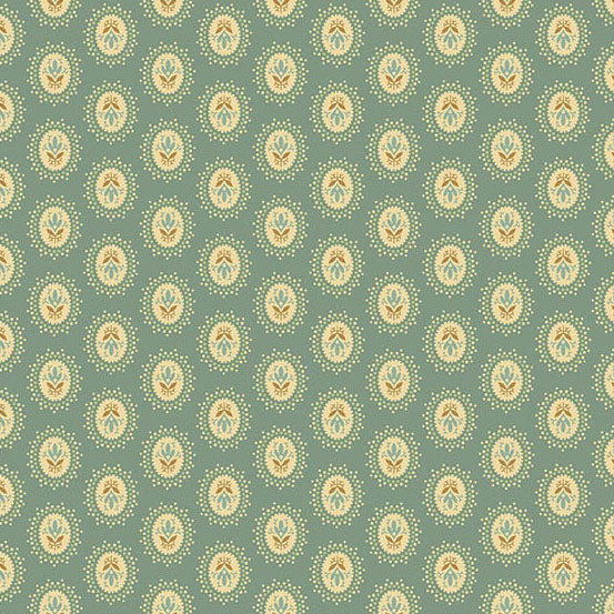 Fabric Andover Spanish Moss Medallion Secret Stash Favorites Blue Willow by Laundry Basket Quilts by the Quarter Yard A-10567-B