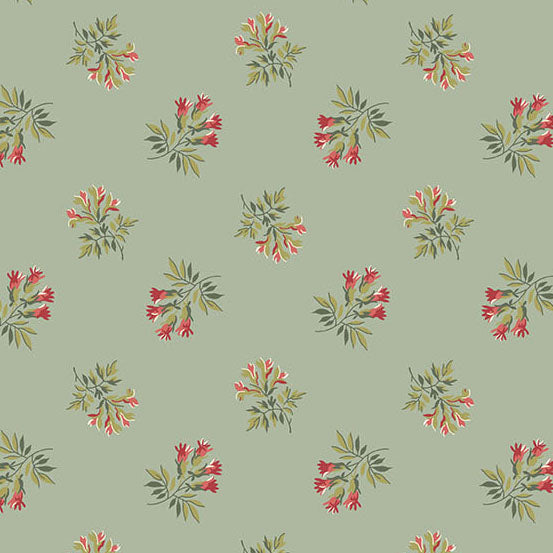 Fabric Andover Sage Corsage Secret Stash Favorites Blue Willow by Laundry Basket Quilts by the Quarter Yard A-10571-G
