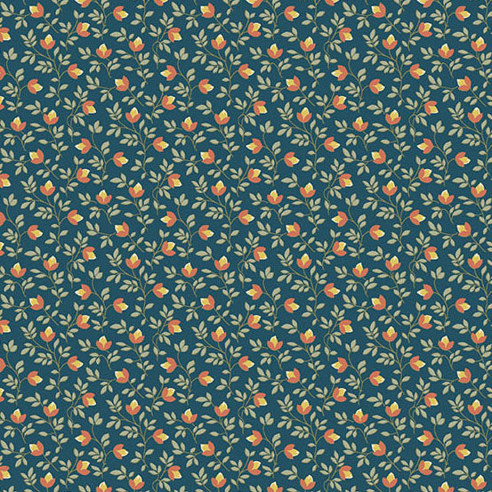 Fabric Andover Marine Bud Vine Secret Stash Favorites Blue Willow by Laundry Basket Quilts by the Quarter Yard A-10572-B