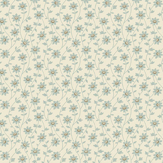 Fabric Andover Vanilla Slash Vine Secret Stash Favorites Blue Willow by Laundry Basket Quilts by the Quarter Yard A-10583-L