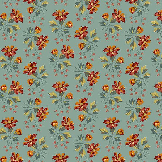 Fabric Andover Seafoam Wildflower Secret Stash Favorites Blue Willow by Laundry Basket Quilts by the Quarter Yard A-10584-B