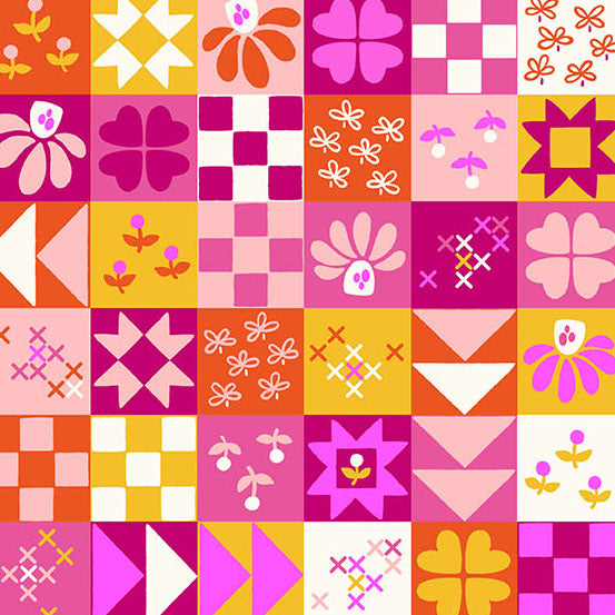 Fabric Andover Sunrise Pieced Together Patchwork and Petals by the Quarter Yard 10613-E