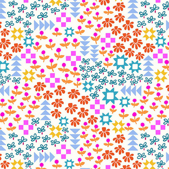 Fabric Andover Vanilla Patchwork and Petals by the Quarter Yard 10614-L