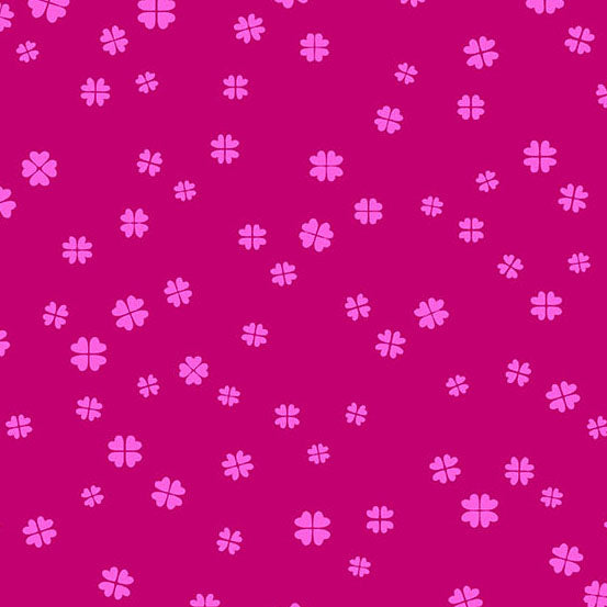 Fabric Andover Raspberry Lucky Clover Patchwork and Petals by the Quarter Yard 10616-E