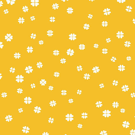 Fabric Andover Goldenrod Lucky Clover Patchwork and Petals by the Quarter Yard 10616-Y