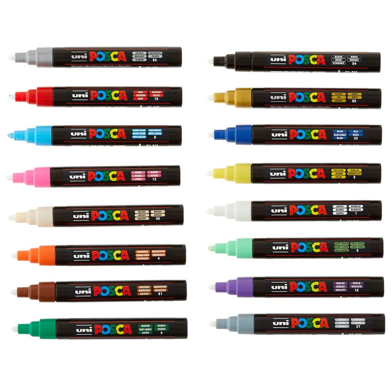 Posca Paint Marker 16 Colors PC-5M Medium Basic Set