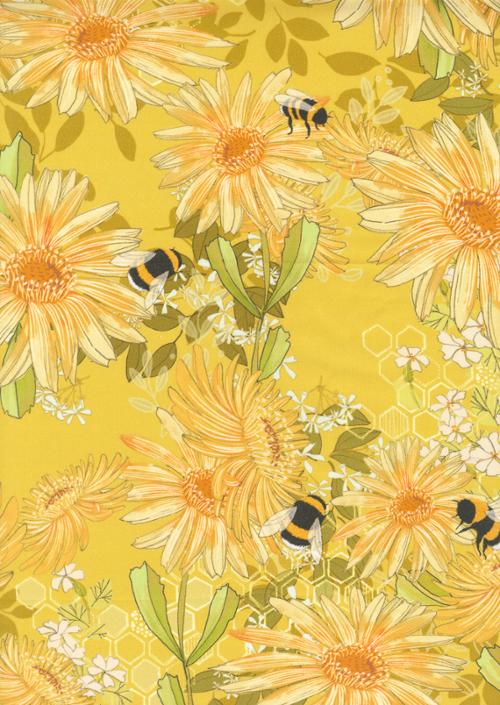 Fabric Moda Golden Bee Garden Pollinators 108" Wide Back by the Quarter Yard 108053-14