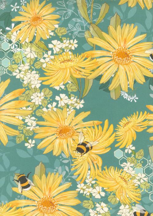 Fabric Moda Pond Bee Garden Pollinators 108" Wide Back by the Quarter Yard 108053-17