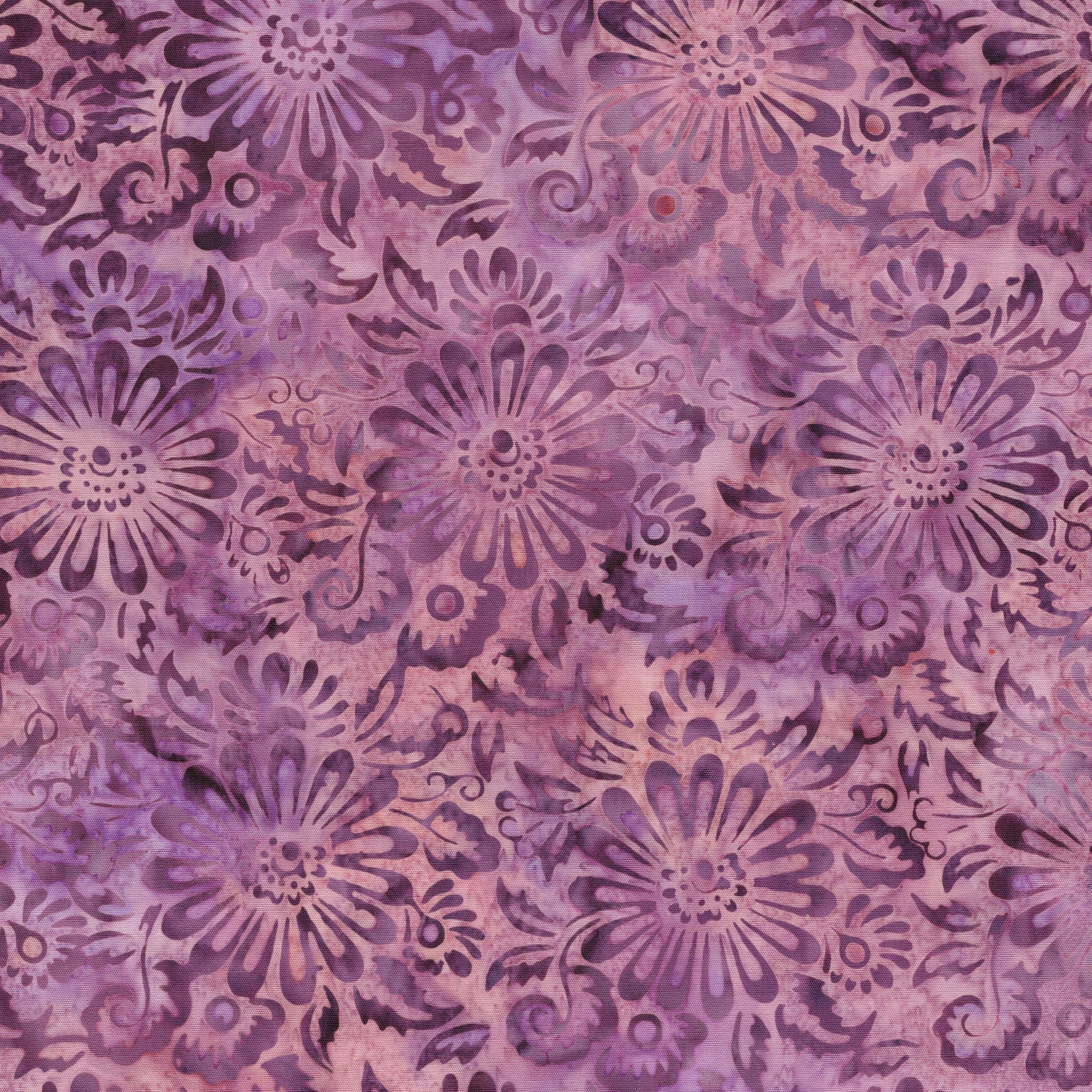 Fabric Lumin Purple Foxglove Medallion Flowers Songbird Island Batiks by the Quarter Yard 112604410
