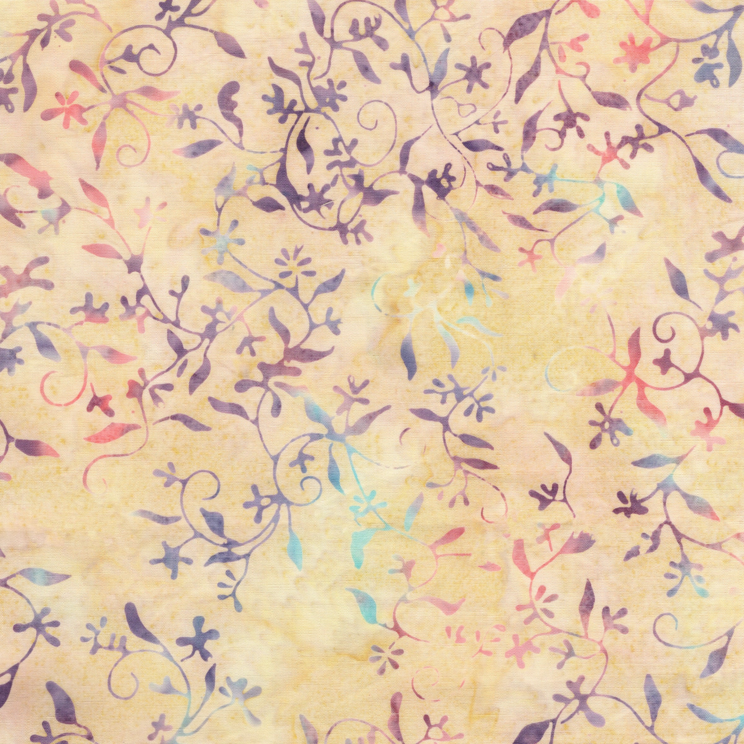 Fabric Lumin Neutral Pastry Small Floral Vine Songbird Island Batiks by the Quarter Yard 112605044